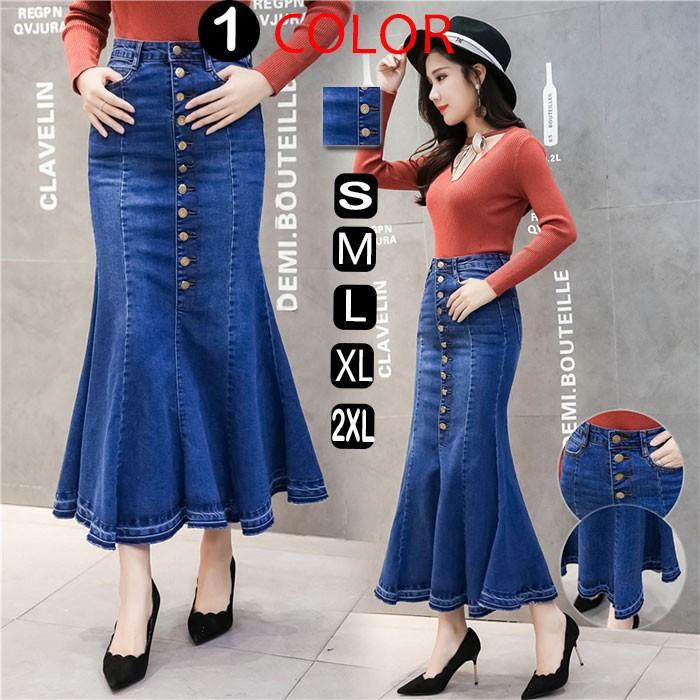 デニムスカートロングマーメイドスカート 春夏デニムスカート大きいサイズタイトロング丈スカートデニムスカート デニム着痩せハイウエスト ボトムス Xxl Bk 中天ショップ 通販 Yahoo ショッピング