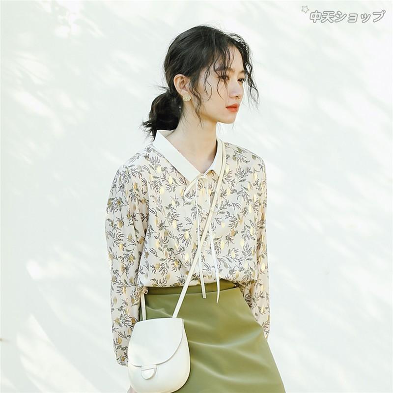 シャツ レディース 韓国風 長袖 トップス アウター 大人 夏服新作 ボタニカル柄 可愛い 折り襟 着痩せ 上品 代30代 二次会 七五三 Cly 中天ショップ 通販 Yahoo ショッピング