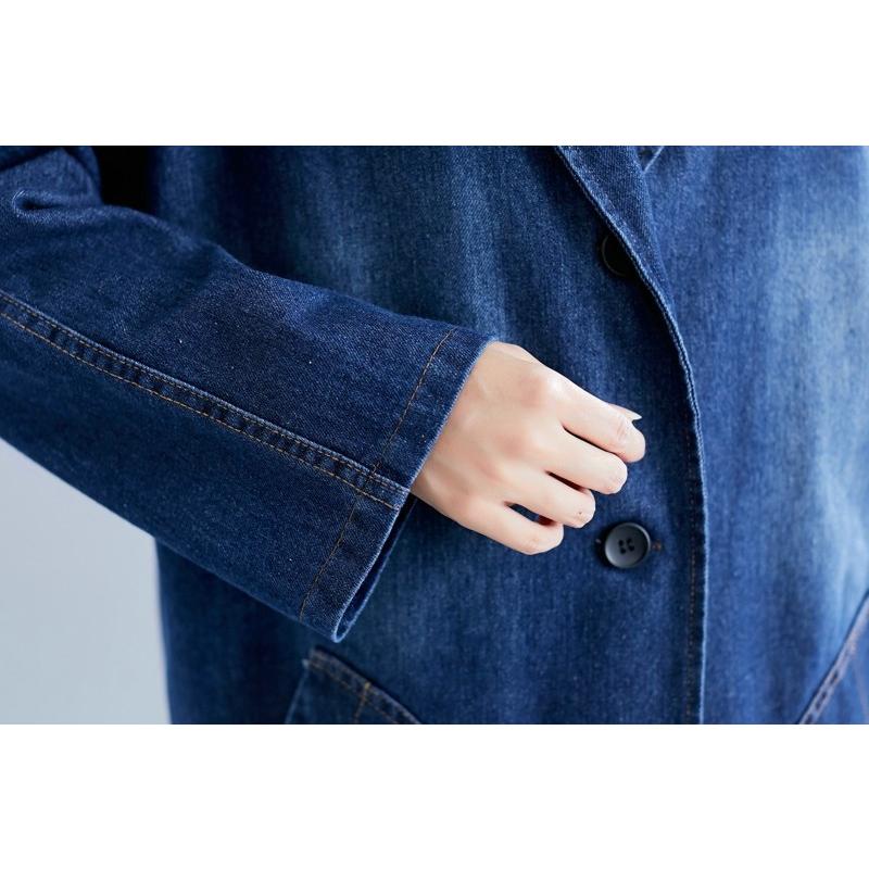 オンラインショップ レディース ウェア ロングデニムコートゆるコートアウター チェスターコート体型カバートレンチコート夏秋服デニムジャケット カジュアル新作 ５０代 通勤 チェスターコート カラー ダークブルー 写真は参考程度 Www Cognitiva La