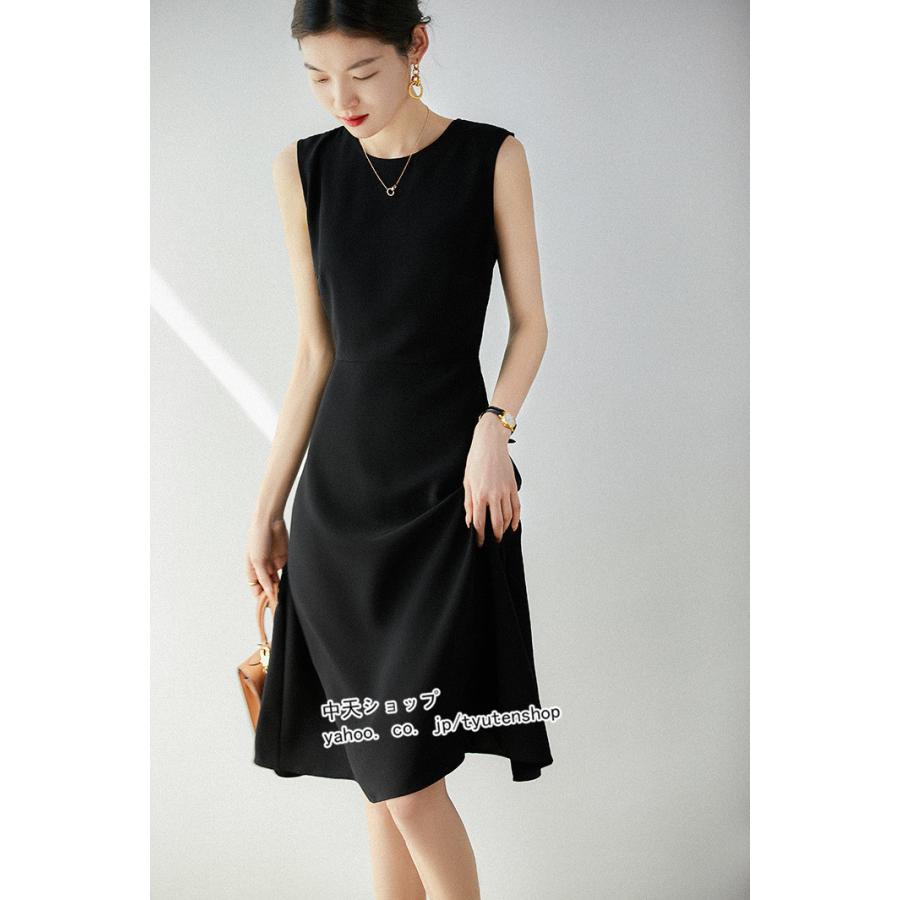 ワンピース レディース 40代 夏ワンピース 膝丈 無地 ノースリーブ  