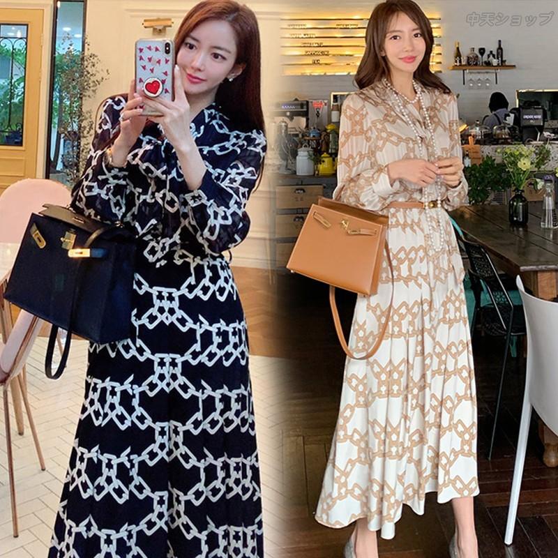 ロングワンピースレディース４０代 韓国風 夏シャツワンピース プリントカジュアルワンピース 長袖着痩せ 上品 Aラインワンピース 代30代 お出かけ 七五三 Xl Hav 中天ショップ 通販 Yahoo ショッピング