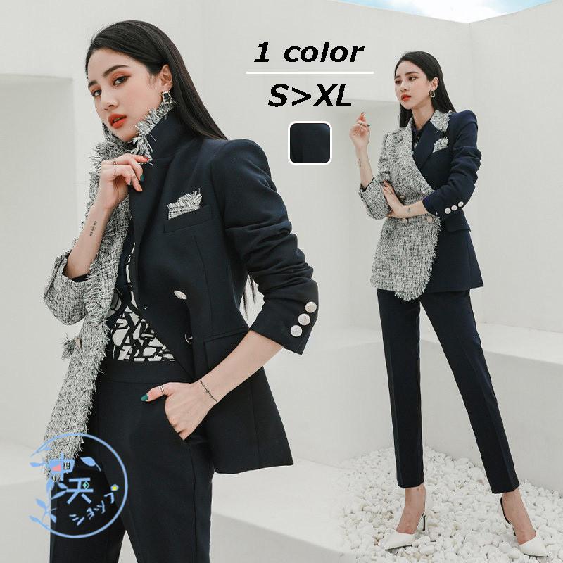 パンツスーツ ジャケット パンツ レディース スーツ 長袖ジャケット テーラード 切り替え バイカラー 九分パンツ 通勤 披露宴 発表会 飲み会 おしゃれ 30代40代 Hays 中天ショップ 通販 Yahoo ショッピング