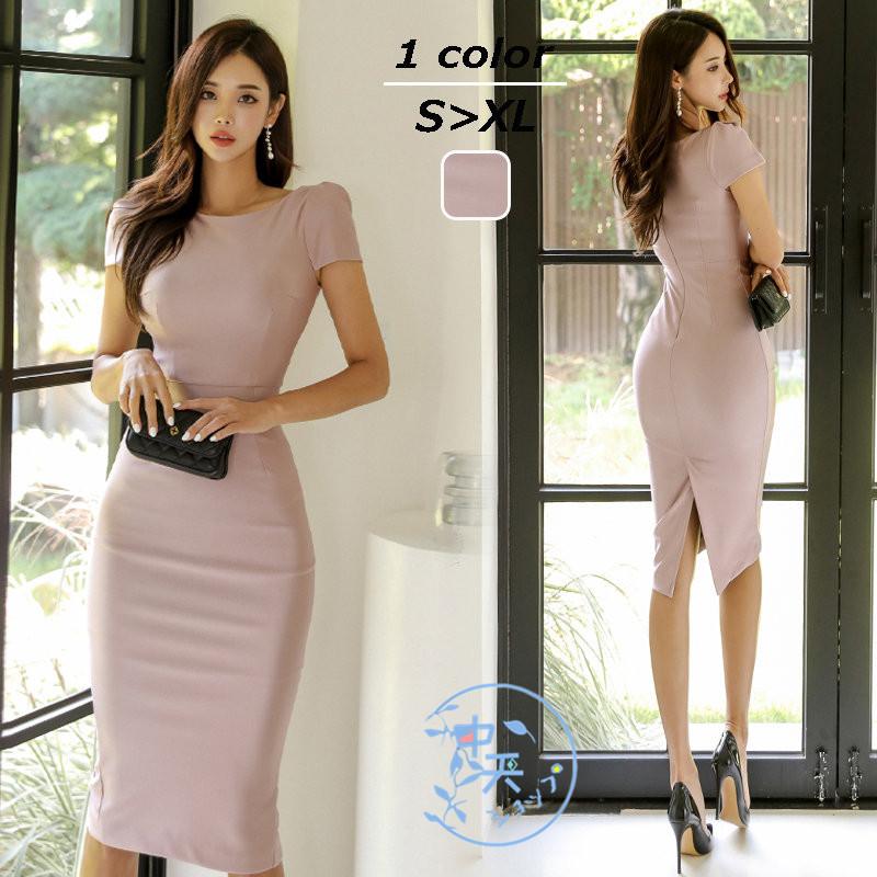 タイトワンピース膝丈 半袖ワンピースレディース30代40代 パーティー