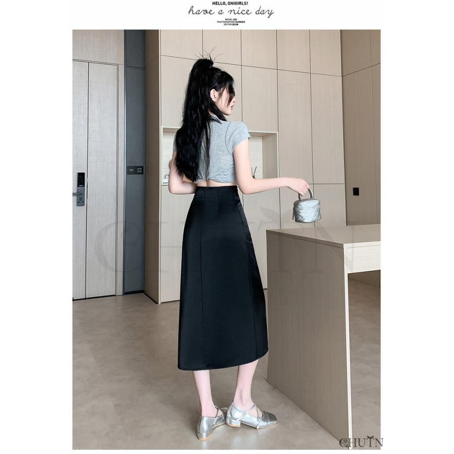 タイトスカート 膝丈Aラインスカート 春夏 タイトスカートミモレ丈