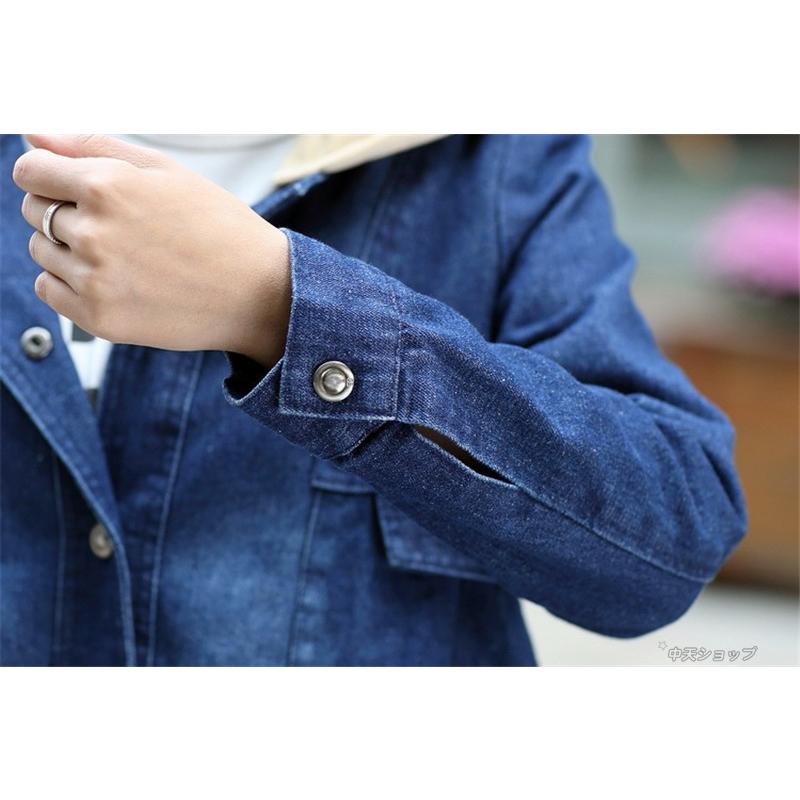 デニムコートレディース 冬服 シンプル トップス フード付き 長袖  