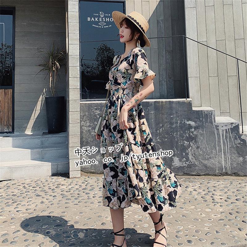 新品】 花柄ワンピース チュニック リーフ柄 ミニワンピース 新品】 花柄ワンピース チュニック リーフ柄 ミニワンピース