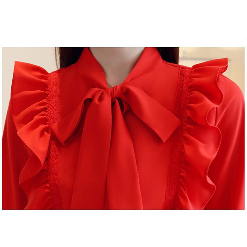 シャツ+ブラウス(長袖+七分) Ribbon Charm Blouse Red NARACAMICIE（ナラカミーチェ） ブラウス シャツ セミサークル幾何