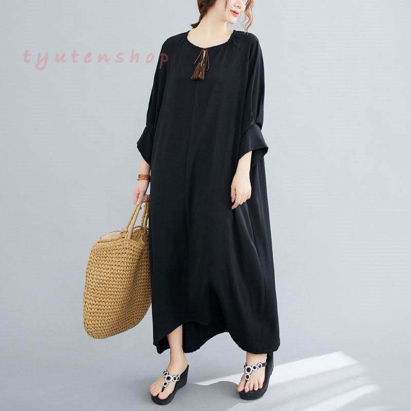 ワンピースレディース50代 黒 ロングワンピース ゆったり カジュアル ファッション ゆる 体型カバー 同窓会 七五三 入園式 通勤 ママ 30代40代 大人 おしゃれ Hdb 中天ショップ 通販 Yahoo ショッピング