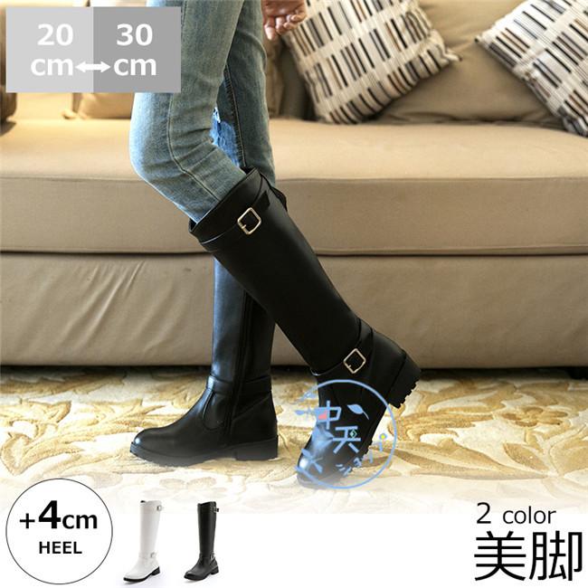 ロングブーツ大きいサイズ ローヒールロングブーツレディース 美脚