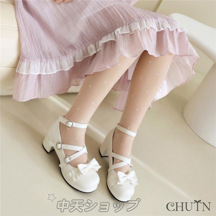 ロリータパンプス蝶結び 5.5cmヒールパンプス コスプレ入学式卒業式