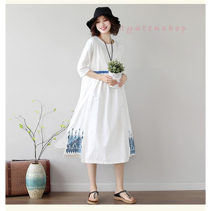 ワンピースレディース夏 ロングワンピース 森ガール カジュアル 5分袖 Uネック きれいめ ゆったり 体型カバー シンプル ファッション 着痩せ 清楚 通勤 通学 Hdmy 中天ショップ 通販 Yahoo ショッピング