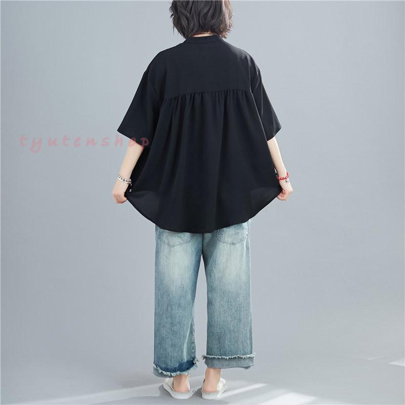 シャツ ブラウスレディース ブラウス ゆったり カジュアル 夏秋体型