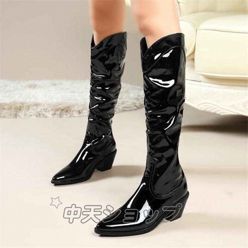 ブーティー ロングブーツ 大きいサイズ レディースブーツ シューズ 靴 ブーティ 美脚 ポインテッドトゥ チャンキーヒール 防寒 通勤 走れる痛くない 裏起毛 Hdxu A 中天ショップ 通販 Yahoo ショッピング