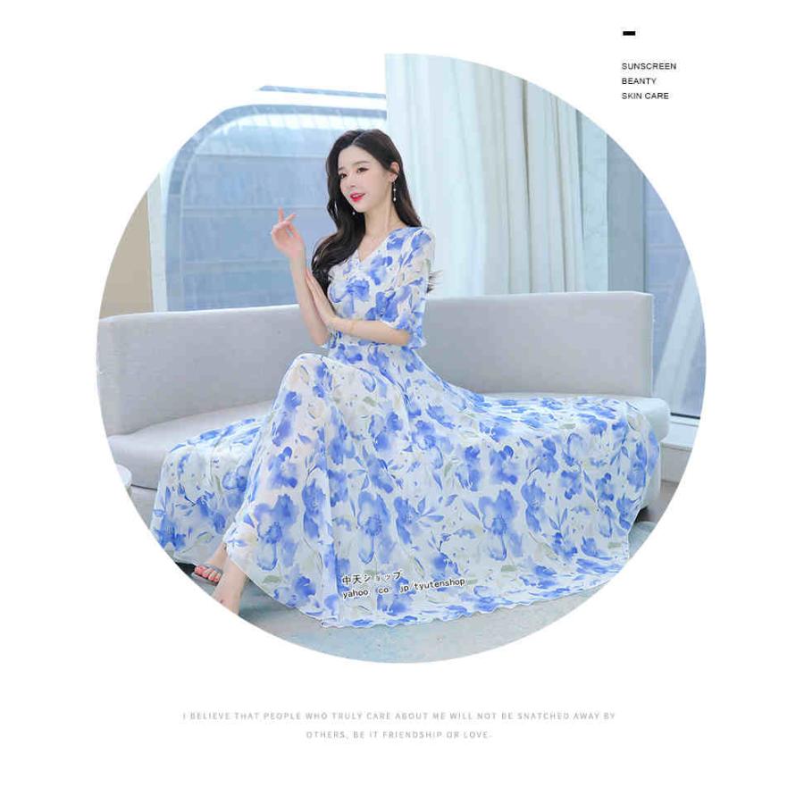 シフォンワンピースレディース 花柄 ロングワンピース ビーチ シフォンワンピースレディース 花柄 ロングワンピース ビーチ