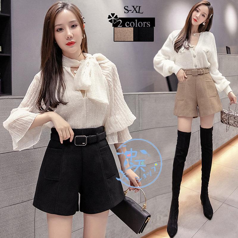 ラシャ ショートパンツレディース 代30代 ミニ丈パンツ ガウチョパンツ黒ボトムス 短パン ハイウエストラシャパンツ Xlお出かけ カジュアル 通勤 秋冬 Hggss426 中天ショップ 通販 Yahoo ショッピング