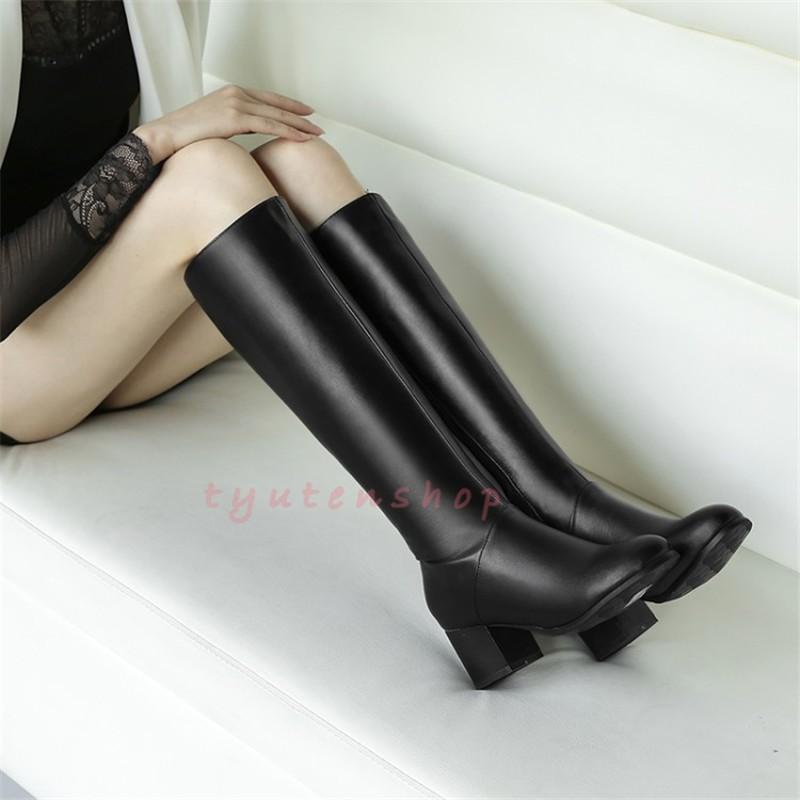 ロングブーツブーツロング レディースブーツチャンキーヒール大きい