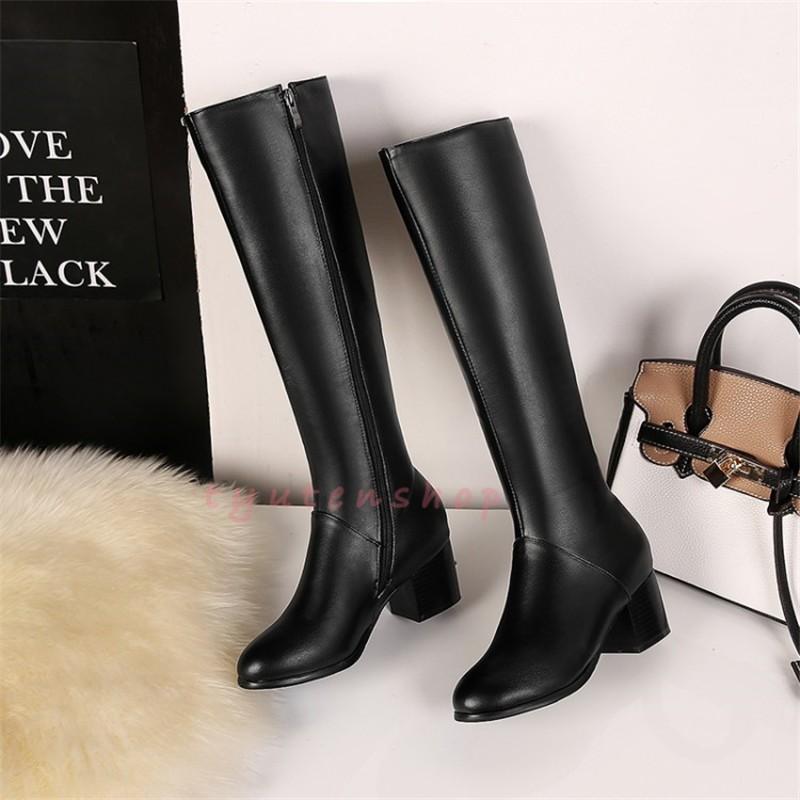 ロングブーツブーツロング レディースブーツチャンキーヒール大きい