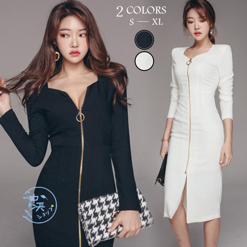 タイトワンピース 長袖ワンピース 膝丈ワンピース フォーマルワンピース レディース お呼ばれワンピース ファスナー エレガント 発表会 二次会 披露宴 気質 Hhav 中天ショップ 通販 Yahoo ショッピング