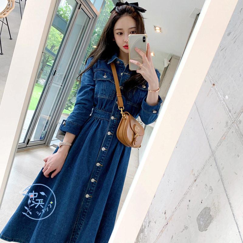 フレアワンピース デニムワンピース 長袖ワンピース ミモレワンピース 秋冬ワンピース レディース 代30代 カジュアル 折り襟 カジュアル お出かけ 飲み会 Hhav 中天ショップ 通販 Yahoo ショッピング
