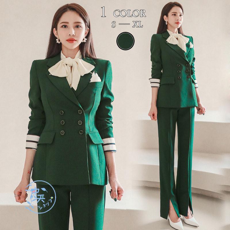 スーツ レディース ビジネススーツ フォーマルスーツ ジャケット パンツ 長袖ジャケット ダブルボタン ロングパンツ マキシパンツ スリット 発表会 セレモニー Hhav 中天ショップ 通販 Yahoo ショッピング