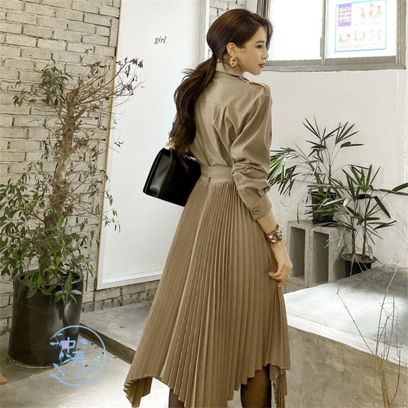 シャツワンピース 長袖ワンピース レディース秋冬 お呼ばれワンピース カジュアルワンピース プリーツスカート つなぎ 不規則 ミモレワンピース 飲み会 気質 Hhav 中天ショップ 通販 Yahoo ショッピング