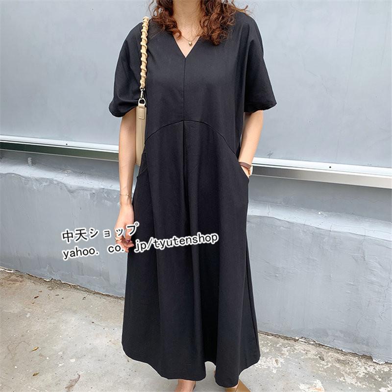 ゆるワンピース ワンピースレディース30代40代50代 ママ服 母の日 半袖ワンピース Vネック シンプル デーリー カジュアルワンピース ミモレ丈 ゆったり 春夏服 Hhayir 中天ショップ 通販 Yahoo ショッピング