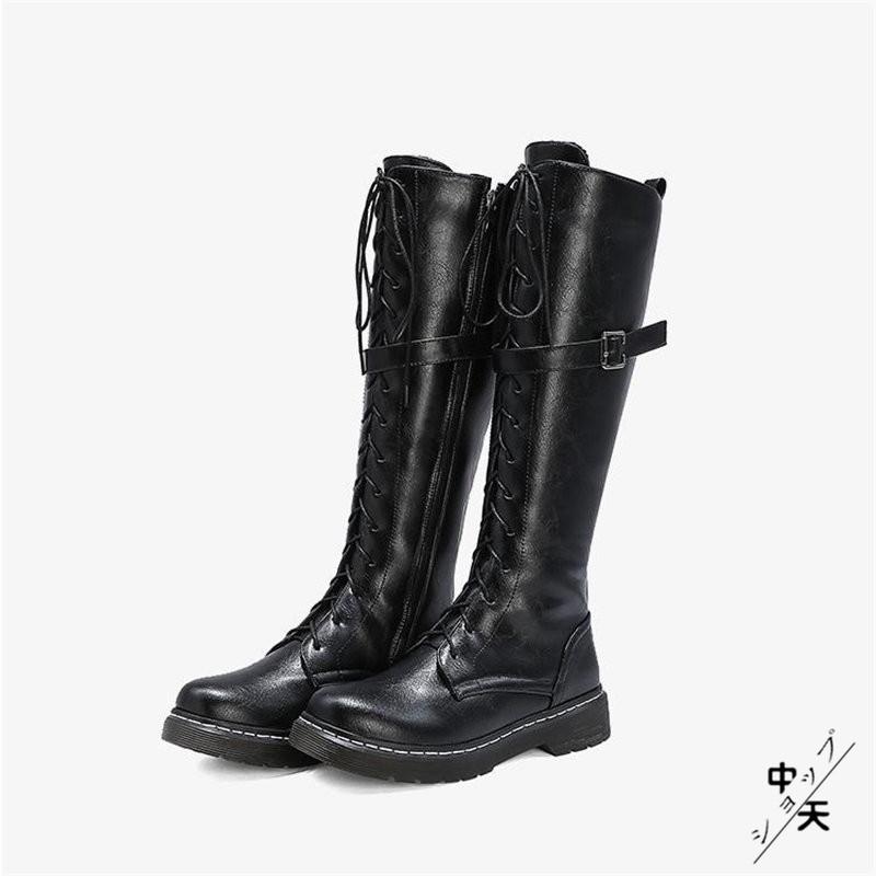 ロングブーツ ジョッキーブーツ レディース ローヒール 厚底ブーツ