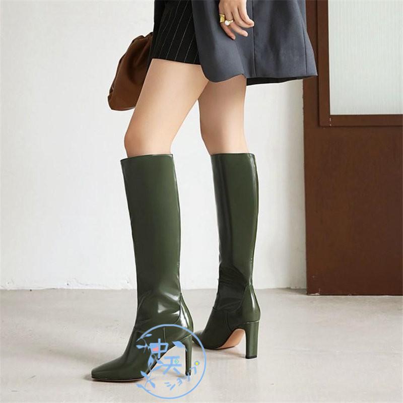 ロングブーツ大きいサイズブーティー太ヒールニーハイブーツ9cm