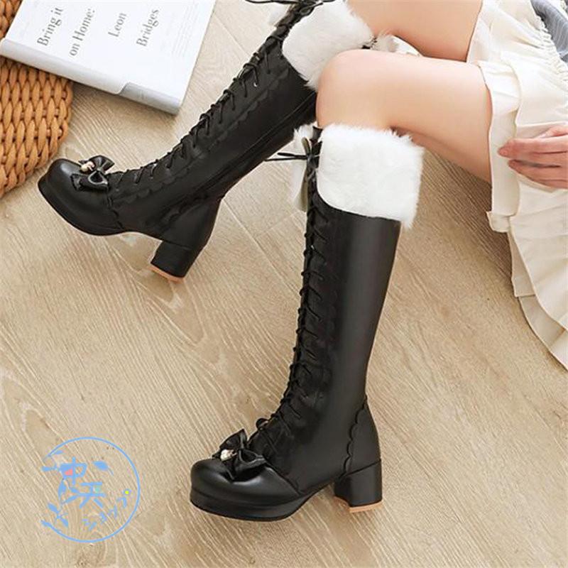 可愛いロングブーツロングブーツファー大きいサイズ黒 ニーハイブーツレディースブーティー 長靴レースアップブーツ防寒 秋冬靴オフィス 成人式 入学式 結婚式 Hhcgt 中天ショップ 通販 Yahoo ショッピング