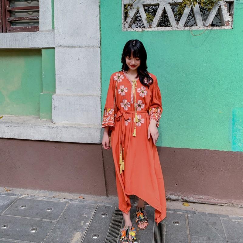 ワンピースレディース ビーチリゾート 不規則性 ボヘミア 無地 プリントロングワンピース ベルスリーブ 民族風 ベルスリーブ 七分袖 カジュアル 旅行 お遊び Hhd 中天ショップ 通販 Yahoo ショッピング