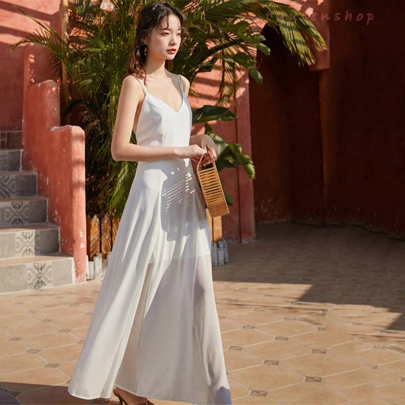 キャミソールワンピース 赤 白 無地 シフォンァッワンピース マキシワンピース バックレスドレス フレア ノースリーブ Vネック 披露宴 花嫁 大人気 きれいめ Hhd 中天ショップ 通販 Yahoo ショッピング