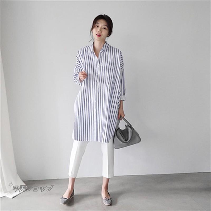 GASA ガサ　花柄×ストライプ　ロングブラウス　チュニック チュニック】 トップス ブラウス 花柄 重ね着 レイヤード シアー