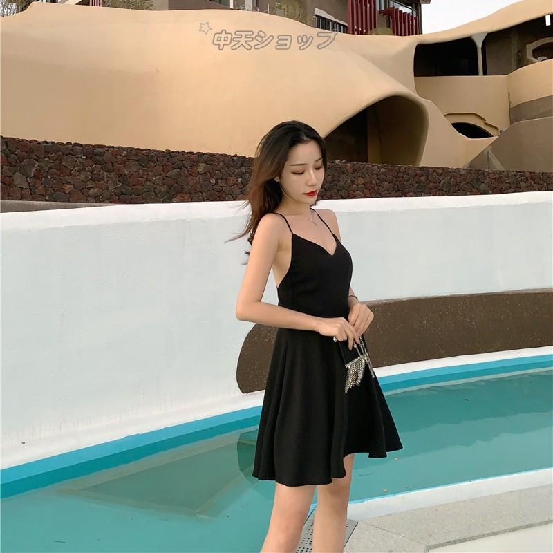黒キャミソールワンピース 無地バックレスワンピ ミニ丈ワンピース Vネック ノースリーブ 着痩せ 夏物 リゾート 旅行 ハワイ 海 デート きれいめ フェミニン Hhd 中天ショップ 通販 Yahoo ショッピング