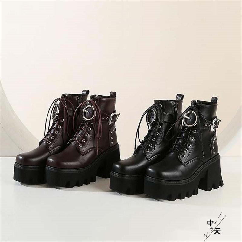 ブーツ ショートブーツ 編み上げ レディース ワークブーツ サイド