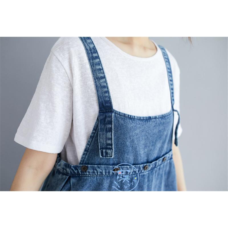 夏デニムワンピースサロペットスカート 20代 30代 ノースリーブ大きい  