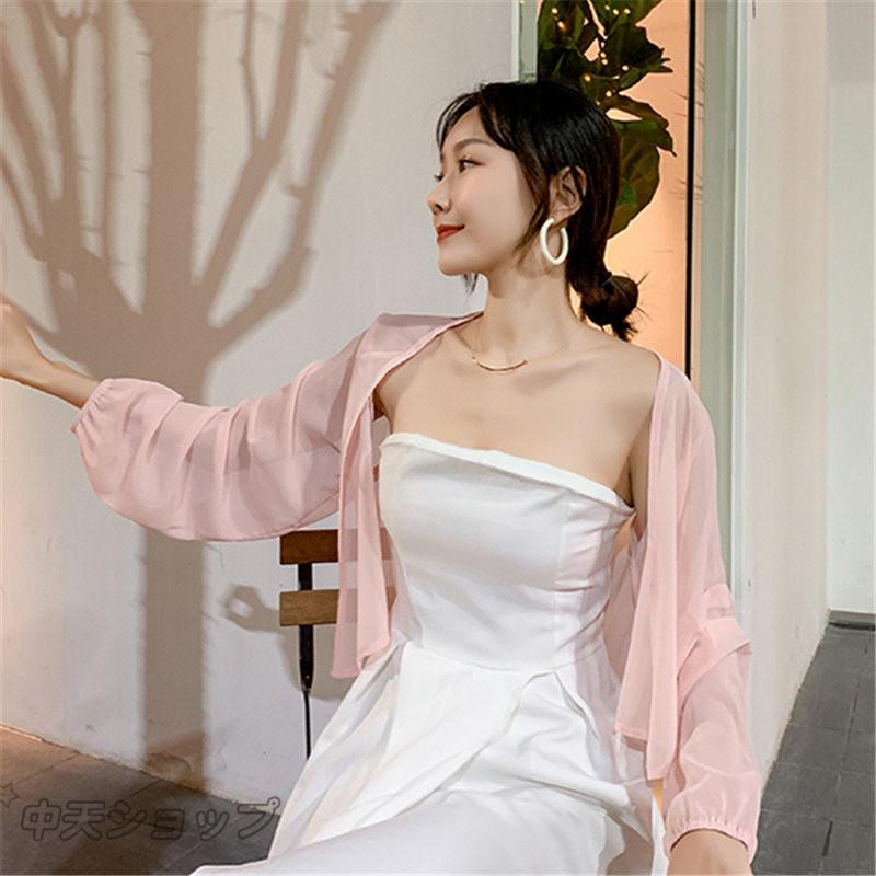 ボレロ カーディガン レディース 結婚式ボレロ パーティードレス シフォン 薄手 アウター 長袖 ゆったり 冷房対策 日焼け対策 Uvカット 通勤 シースルー Hkkc 中天ショップ 通販 Yahoo ショッピング