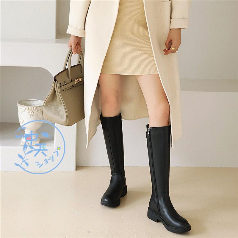 ロングブーツ ジョッキーブーツ レディース チャンキーヒール ワーク