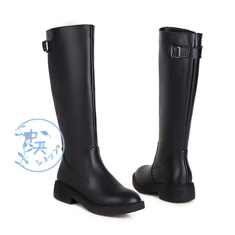 レディースジョッキーブーツローヒールブーツ歩きやすいロングブーツ大きいサイズサイドジッパー株式会社錦履き口ゆったり太めヒールカジュアルシューズ ロングブーツ ジョッキーブーツ レディース チャンキーヒール ワーク