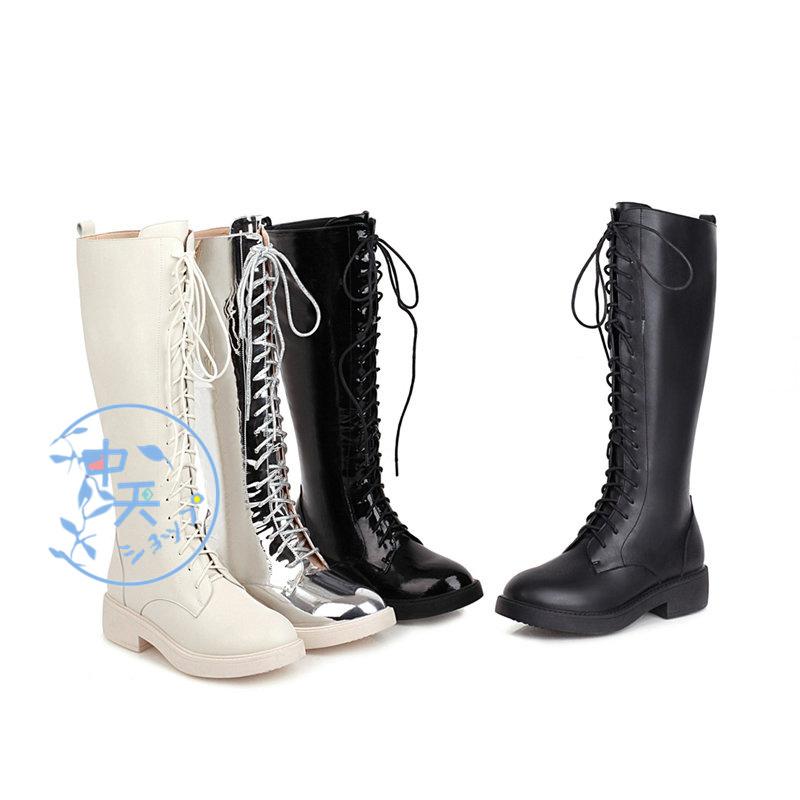 ロングブーツ ジョッキーブーツ レディース ローヒール 厚底ブーツ