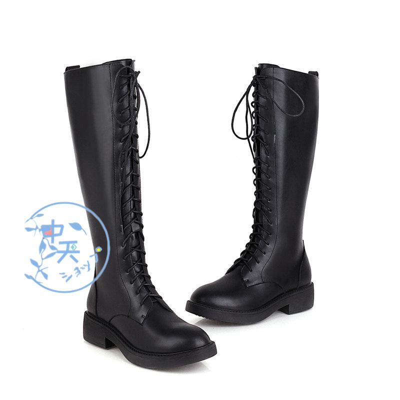 ロングブーツ ジョッキーブーツ レディース ローヒール 厚底ブーツ