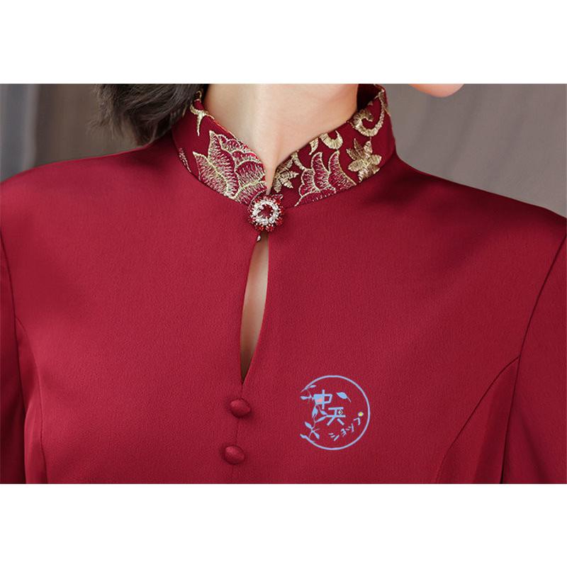 チャイナ風ワンピース マキシ ワンピース 8分袖ワンピース 春チャイナドレス チャイナ服赤 ロングパーティードレス 40代 50代 着痩せ 気質 中華風 4xl チャイナドレス プレゼントラッピングの場合 普通包装は0円です Ilgaimportadora Com