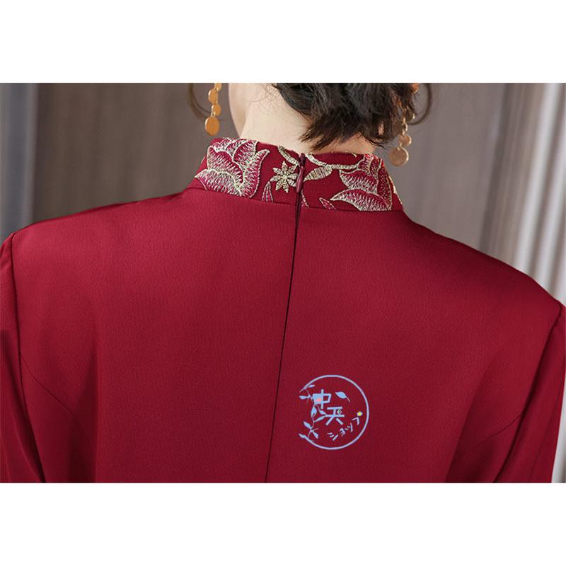 チャイナ風ワンピース マキシ ワンピース 8分袖ワンピース 春チャイナドレス チャイナ服赤 ロングパーティードレス 40代 50代 着痩せ 気質 中華風 4xl チャイナドレス プレゼントラッピングの場合 普通包装は0円です Ilgaimportadora Com