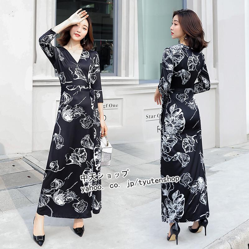 ワンピースレディース40代 マキシ丈 全開シュクールワンピース ファッション 春夏 着痩せ 5分袖 大きいサイズ セクシー おしゃれ プリント Vネック カジュアル Hstaq 中天ショップ 通販 Yahoo ショッピング