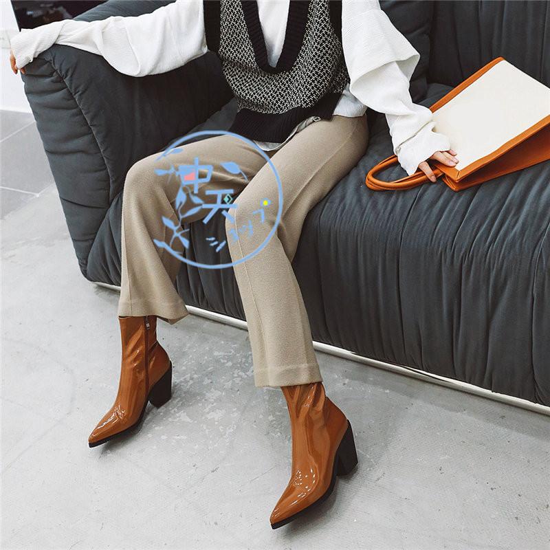 ショートブーツ黒 レディースブーツ ショートブーツ 太めヒール サイド