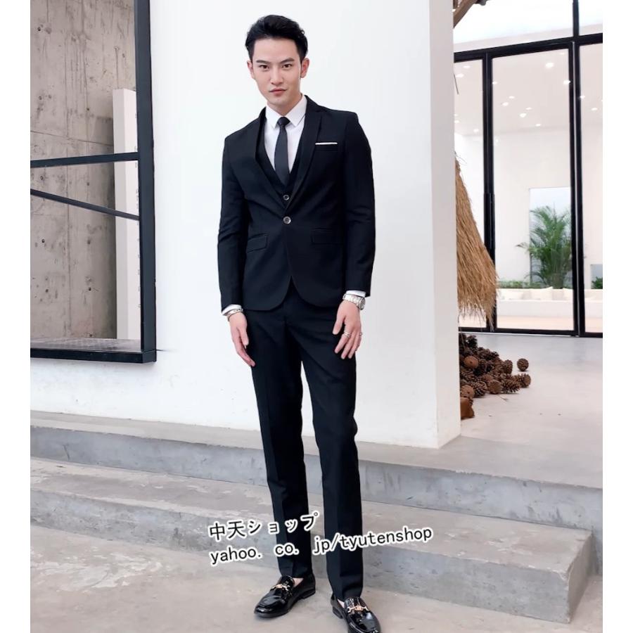 メンズ シングルスーツ 3点セット スーツセット 安い 1つボタン