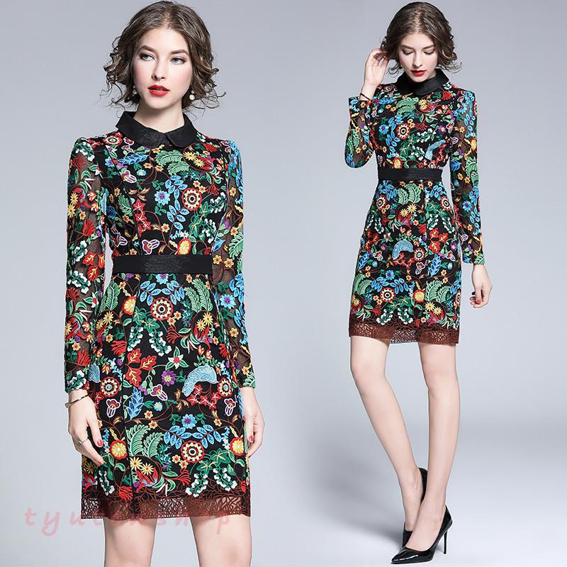 タイトワンピース お呼ばれワンピース 結婚式 食事会 お祝い 披露宴 発表会 エレガント ミセス 花柄 ショート丈 長袖 ラペル 細身 大人 30代40代50代 Hwly 中天ショップ 通販 Yahoo ショッピング