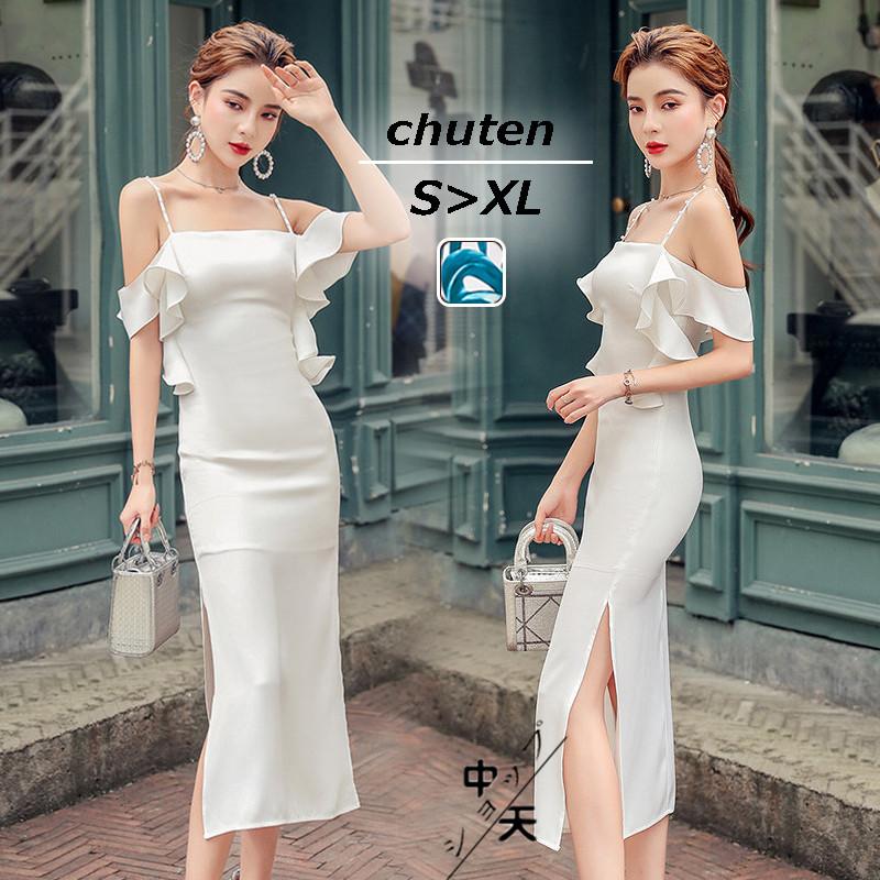 パーティードレス ミモレワンピース 夏 ワンピース ドレス ワンピースレディース 無地 肩出し スリット ボートネック エレガント 飲み会 結婚式 披露宴 大人 Hxyfs 中天ショップ 通販 Yahoo ショッピング