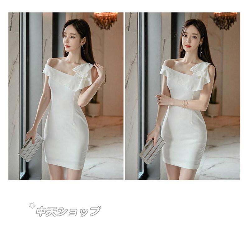 タイトワンピース タイトドレス ミニワンピース ワンピース ドレス 夏 ワンピースレディース 新作 人気 無地 飲み会 きれいめ パーティー 不規則 肩出し 代30代 白 S Xl