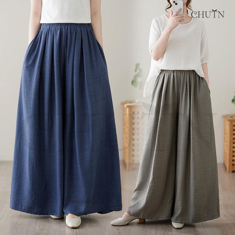サマーマキシチノパンツガウチョパンツ 涼しい ワイドパンツ夏
