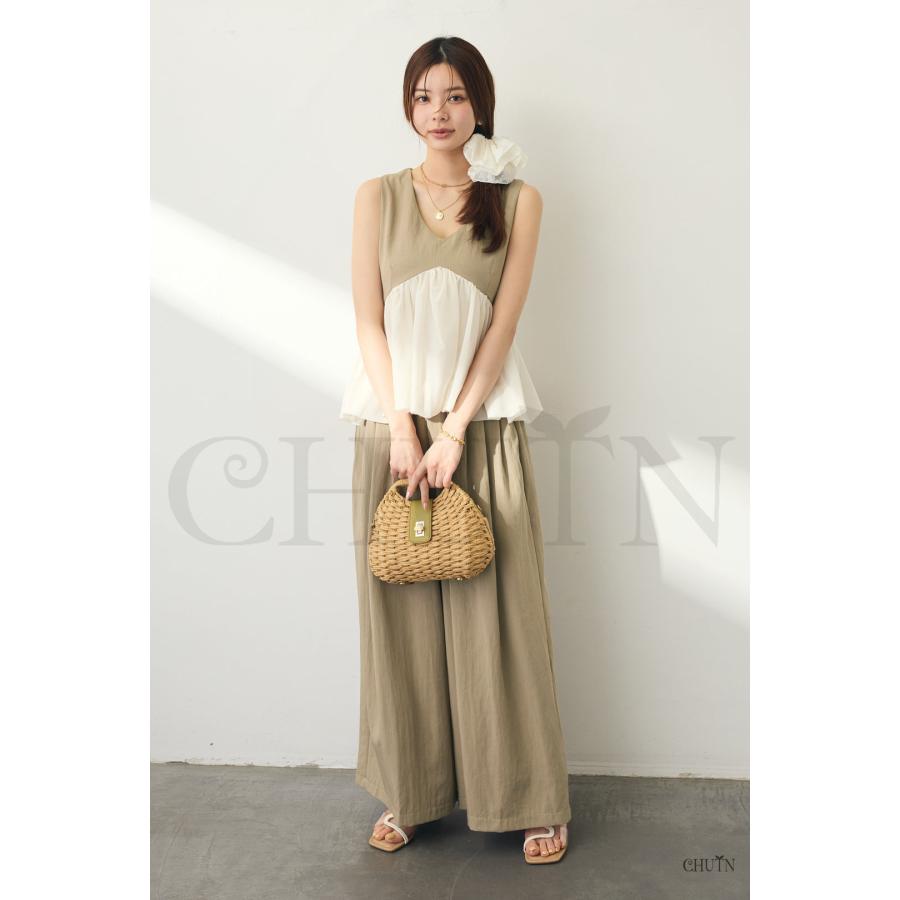 サマースーツタンクトップセット夏服 2点セット涼感ドッキングシャツ 